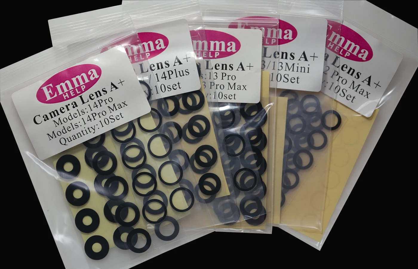 EmmaHelp 10set Back Camera Glass for iPhone 15 14 13 12 16 17 Pro Max Rear Camera Lens Cover Replacement Sticker A+