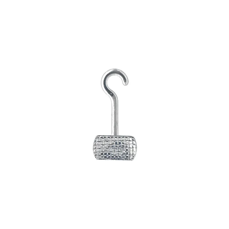 10Pcs Dental Orthodontic Crimpable Curved Hook With Buccal Tube Stainless Bondable Mesh Base Single Right/Left