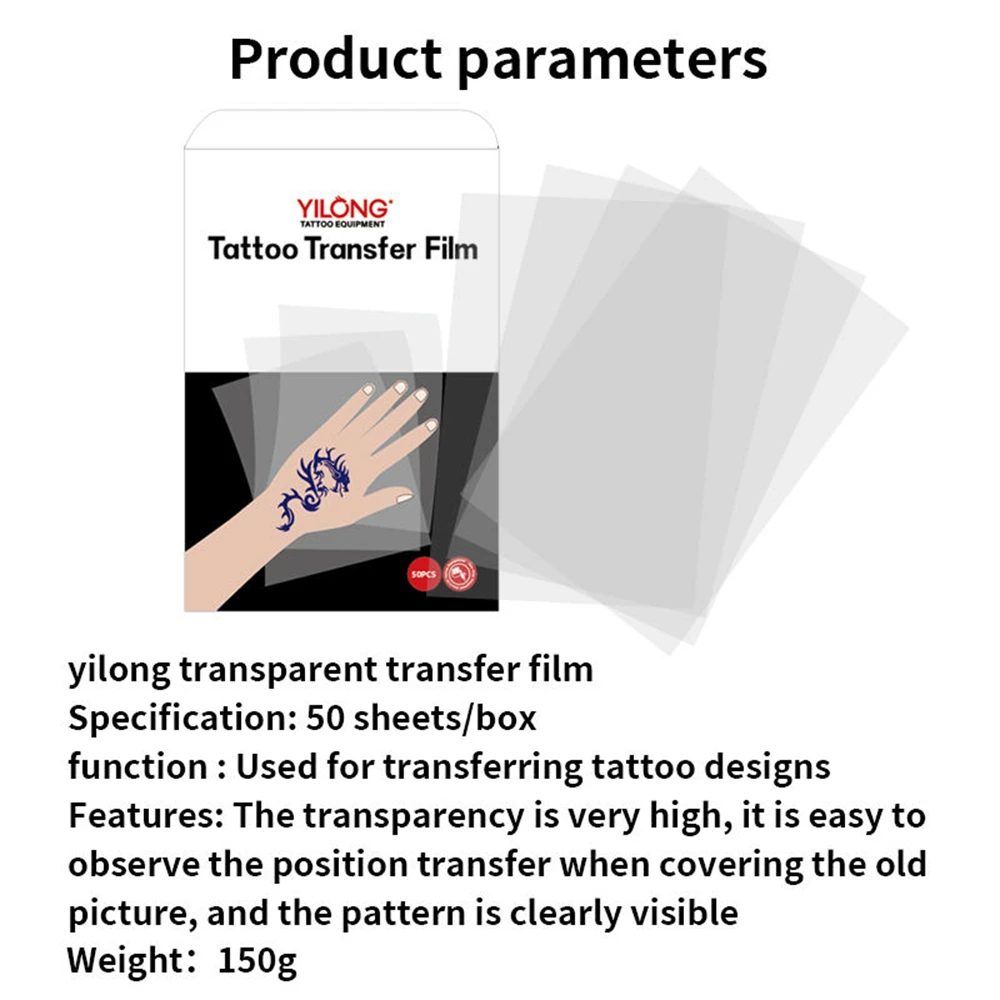 50pcs Clear Pattern Thermal Tattoo TransferTransparent Tattoo Transfer Paper Tattoo Stencil Film Paper Stencil Accessories