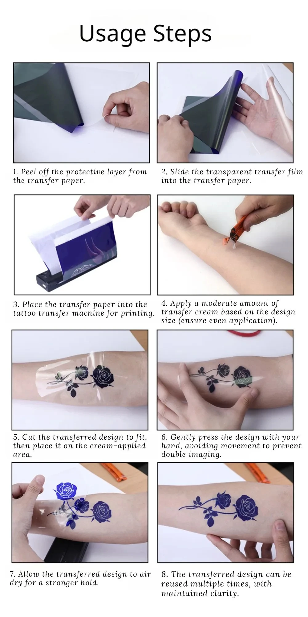 50pcs Clear Pattern Thermal Tattoo TransferTransparent Tattoo Transfer Paper Tattoo Stencil Film Paper Stencil Accessories