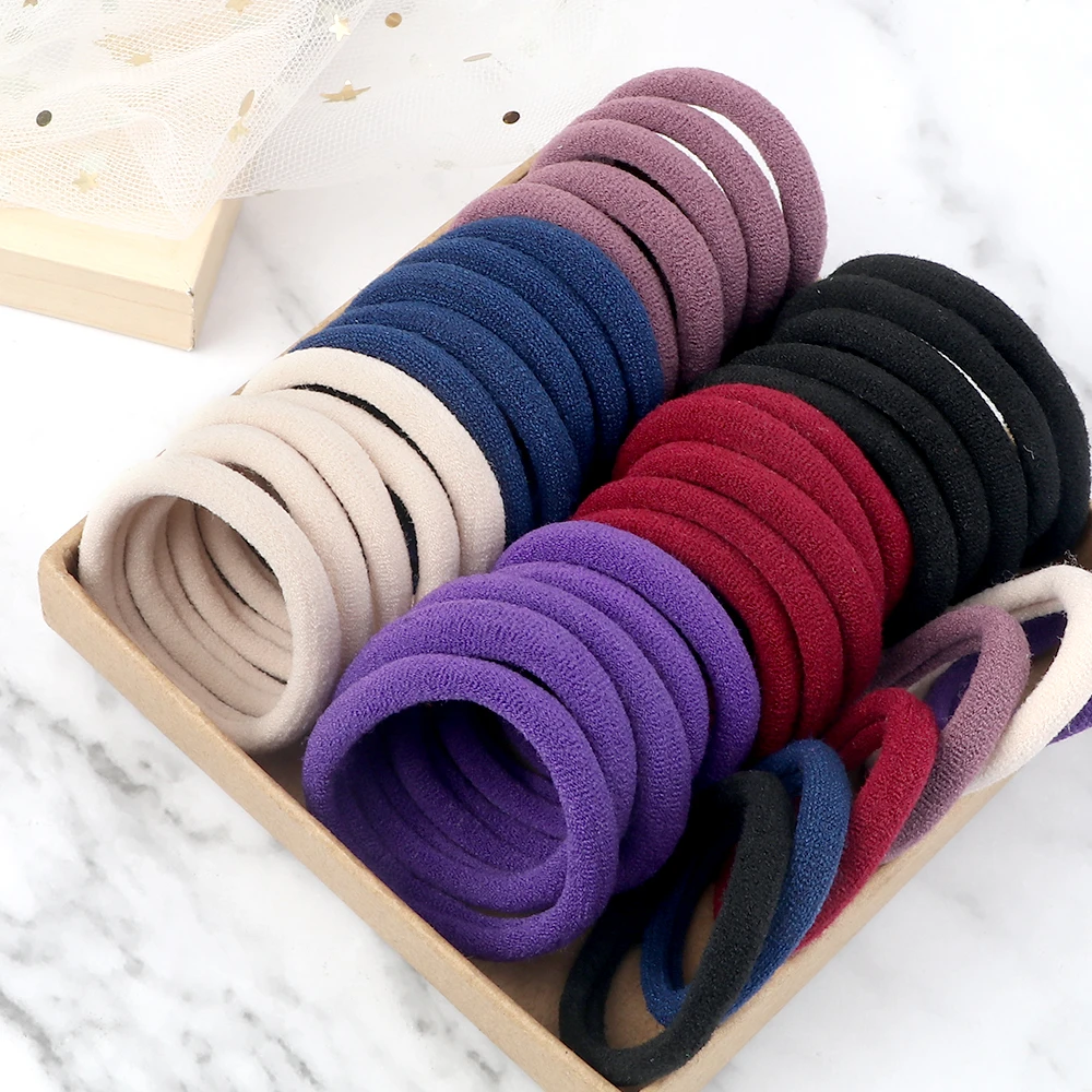 51 Colors Basic Elastic Hair Band for Girls 20/30/50PCS 4cm Simple Solid Color Headband Women Hair Accessories Scrunchies Holder
