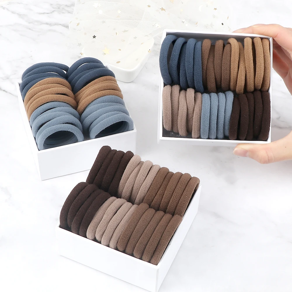 51 Colors Basic Elastic Hair Band for Girls 20/30/50PCS 4cm Simple Solid Color Headband Women Hair Accessories Scrunchies Holder