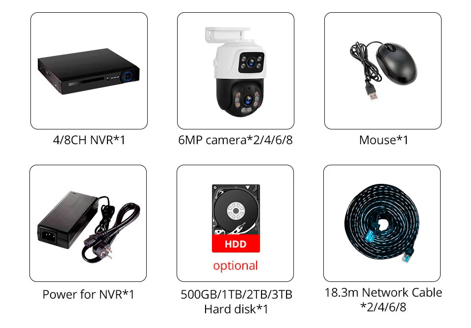 KERUI Waterproof 6MP HD POE Surveillance Camera System Dual Lens PTZ WIFI IP Home Security 4CH 8CH POE NVR Video H.265 CCTV Kit