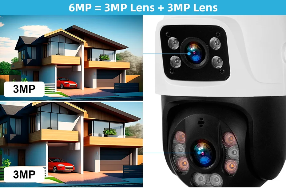 KERUI Waterproof 6MP HD POE Surveillance Camera System Dual Lens PTZ WIFI IP Home Security 4CH 8CH POE NVR Video H.265 CCTV Kit