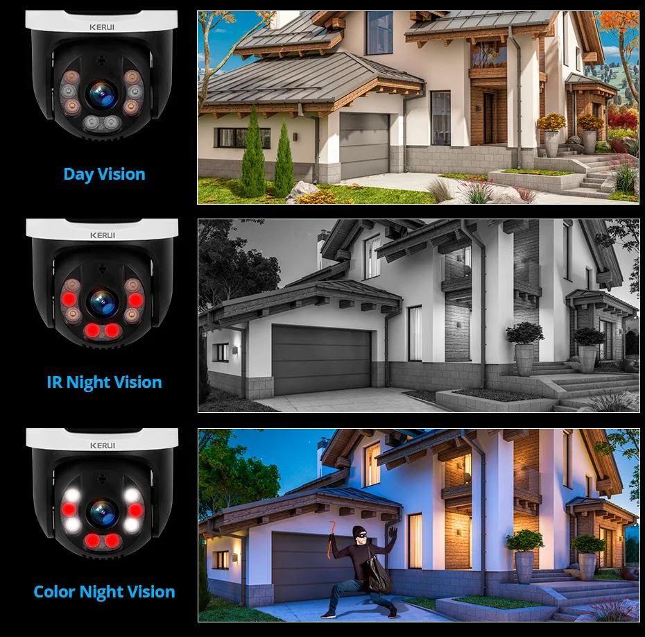 KERUI Waterproof 6MP HD POE Surveillance Camera System Dual Lens PTZ WIFI IP Home Security 4CH 8CH POE NVR Video H.265 CCTV Kit