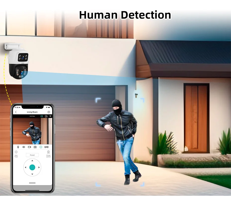 KERUI Waterproof 6MP HD POE Surveillance Camera System Dual Lens PTZ WIFI IP Home Security 4CH 8CH POE NVR Video H.265 CCTV Kit