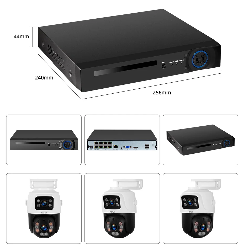 KERUI Waterproof 6MP HD POE Surveillance Camera System Dual Lens PTZ WIFI IP Home Security 4CH 8CH POE NVR Video H.265 CCTV Kit