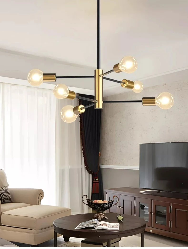 Modern Nordic Sputnik Black Chandeliers LED Lamp 4/6/8Light Home Lighting Indoor Fixtures Pendant Ceiling Not Included Bulbs