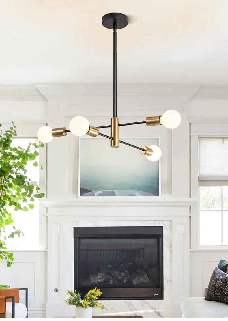 Modern Nordic Sputnik Black Chandeliers LED Lamp 4/6/8Light Home Lighting Indoor Fixtures Pendant Ceiling Not Included Bulbs