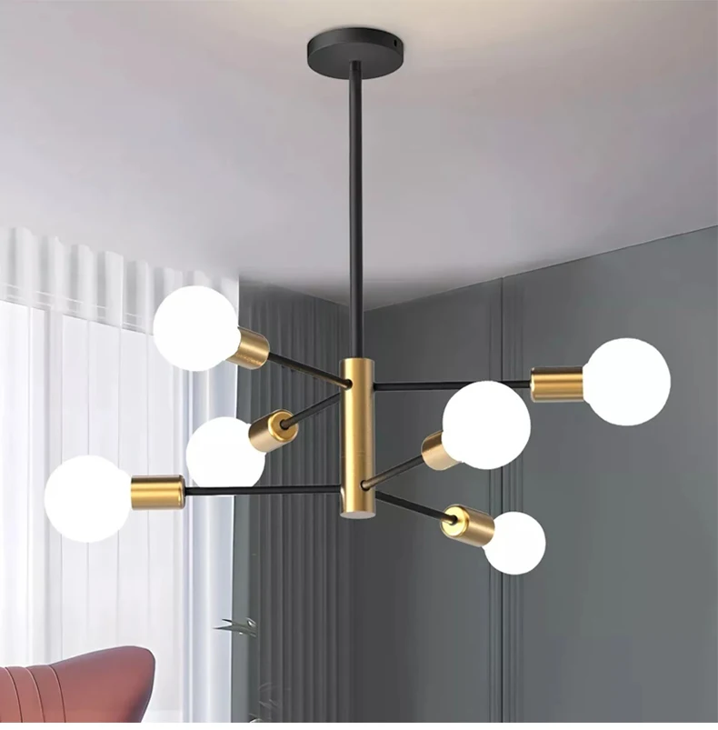 Modern Nordic Sputnik Black Chandeliers LED Lamp 4/6/8Light Home Lighting Indoor Fixtures Pendant Ceiling Not Included Bulbs