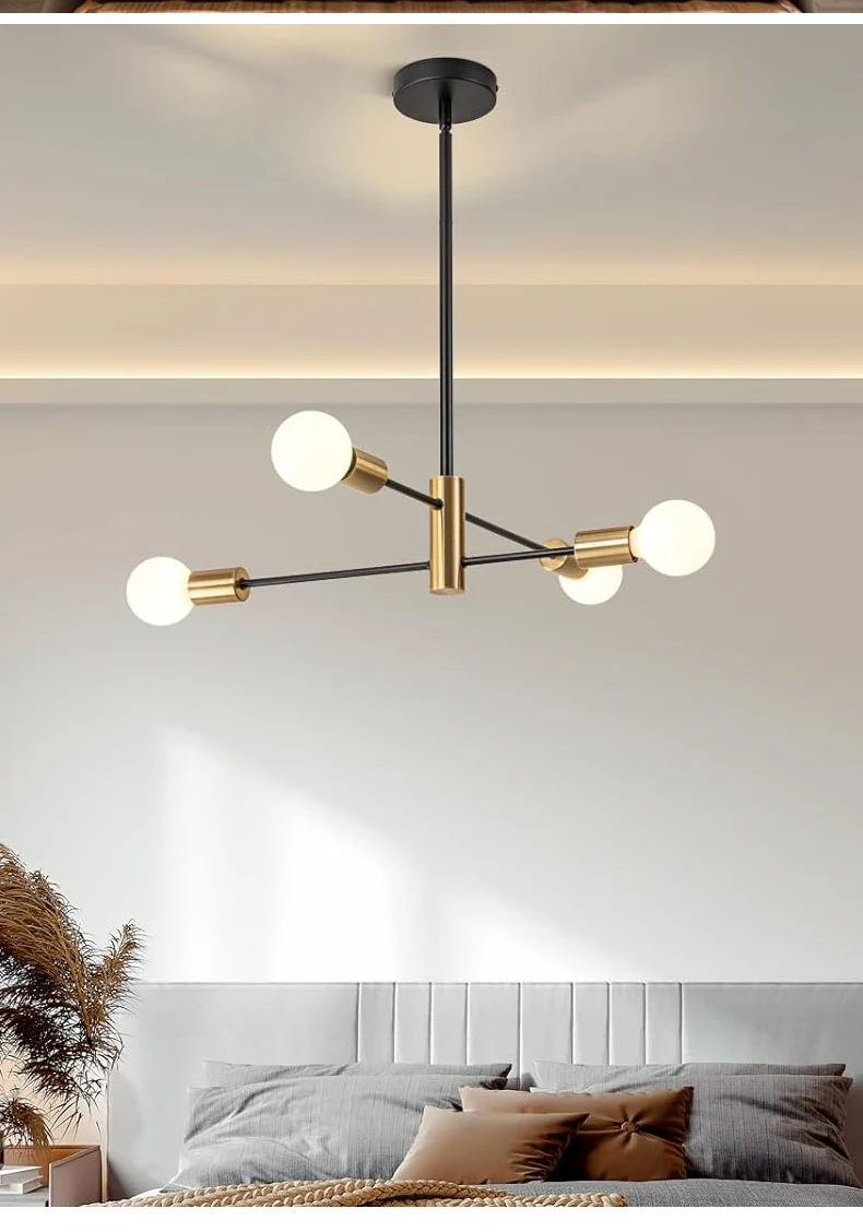 Modern Nordic Sputnik Black Chandeliers LED Lamp 4/6/8Light Home Lighting Indoor Fixtures Pendant Ceiling Not Included Bulbs