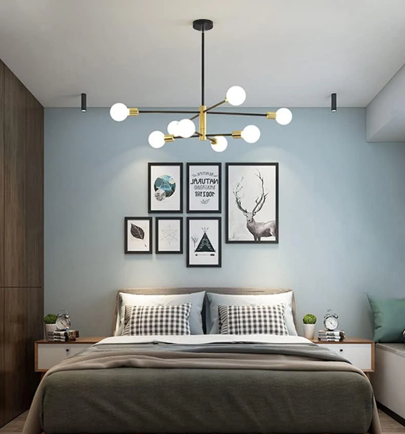 Modern Nordic Sputnik Black Chandeliers LED Lamp 4/6/8Light Home Lighting Indoor Fixtures Pendant Ceiling Not Included Bulbs