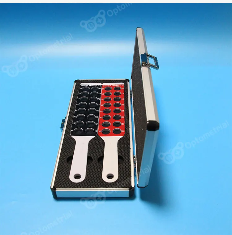 Optometric Retinoscopy Rack Set Max 15.00DS Pad2 32 Diopters Optical Lens Set Optometry Retinoscopy Bars Aluminium Case