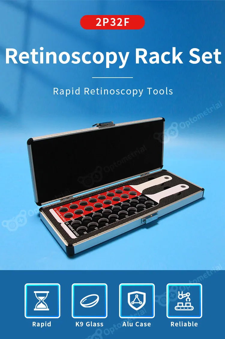 Optometric Retinoscopy Rack Set Max 15.00DS Pad2 32 Diopters Optical Lens Set Optometry Retinoscopy Bars Aluminium Case
