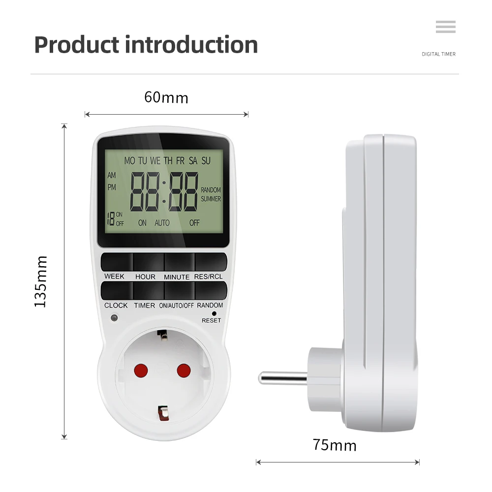 Digital Timer Switch EU Programmable Electronic Timing Socket US UK FR AU Plug Outlet Kitchen Appliance Time Control Day/Hour
