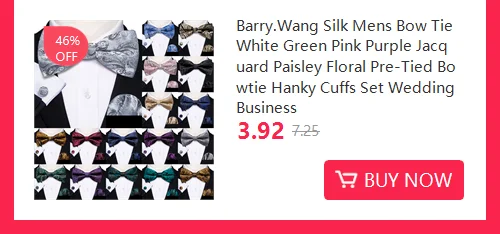 Barry.Wang White Black Gray Silver Silk Mens Bow Tie Jacquard Paisley Floral Pre-Tied Bowtie Hanky Cufflink Set Wedding Business