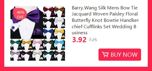 Barry.Wang White Black Gray Silver Silk Mens Bow Tie Jacquard Paisley Floral Pre-Tied Bowtie Hanky Cufflink Set Wedding Business