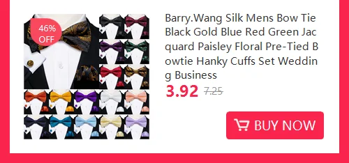 Barry.Wang White Black Gray Silver Silk Mens Bow Tie Jacquard Paisley Floral Pre-Tied Bowtie Hanky Cufflink Set Wedding Business