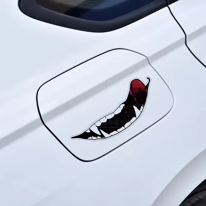1pc Evil Teeth and Tongue Motorcycle Helmet Fuel Tank Stickers Racing Body Window Funny Decoration Universal Vinyl Decals