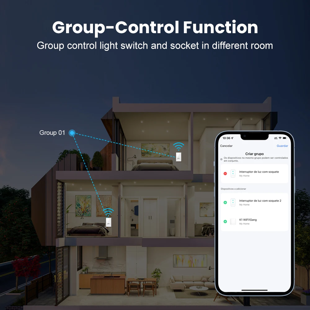 AVATTO Tuya WiFi Smart Light Switch with Socket,Brazil Stand 16A Touch Button Wall Switch,Work for Alexa Google Home