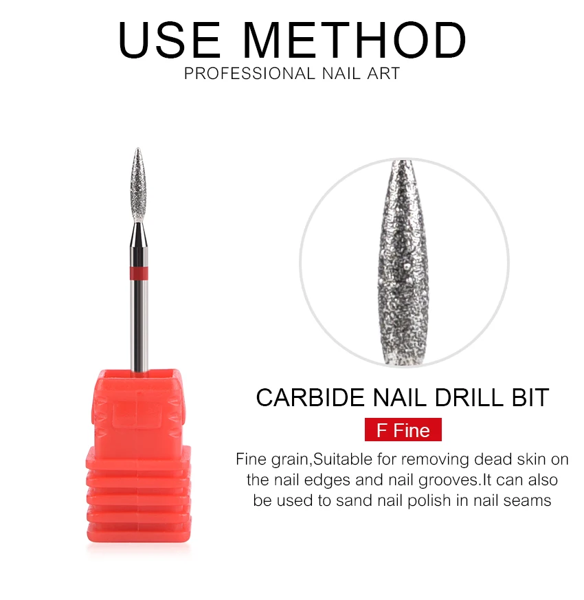 Nail Drill Bits Electric Manicure Milling Cutter Drill Bit for Nails Diamond Cuticle Cutter Flame Bit Nail Drill Clean Bits Burr