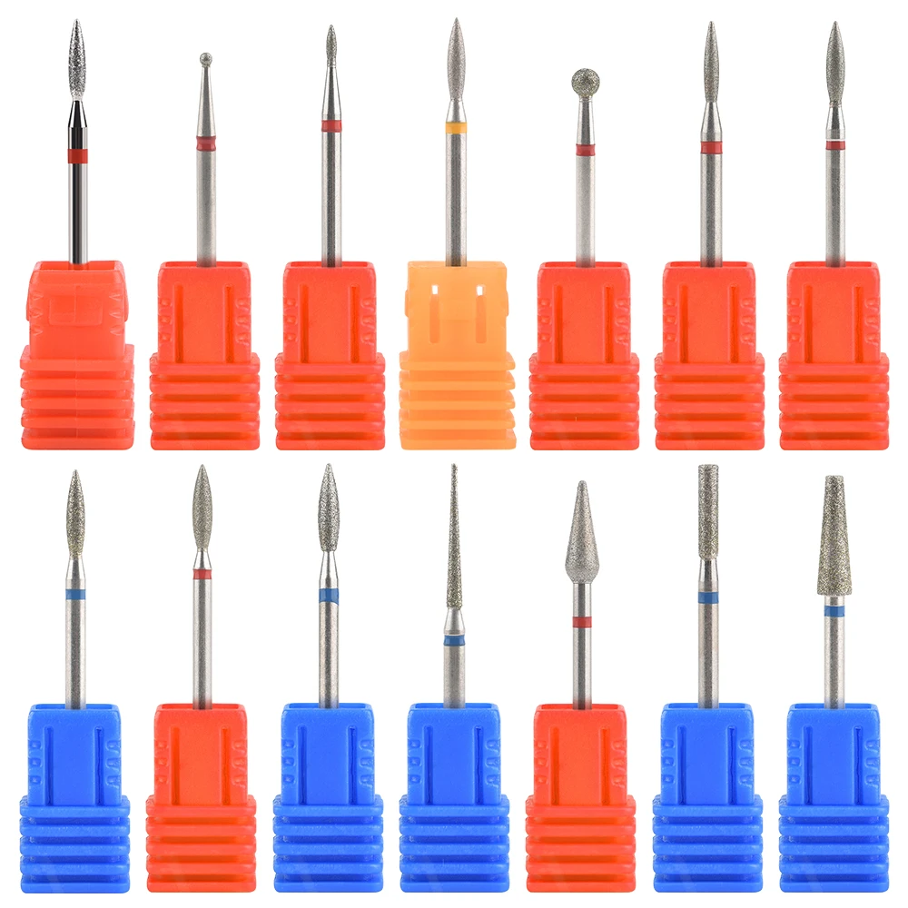 Nail Drill Bits Electric Manicure Milling Cutter Drill Bit for Nails Diamond Cuticle Cutter Flame Bit Nail Drill Clean Bits Burr