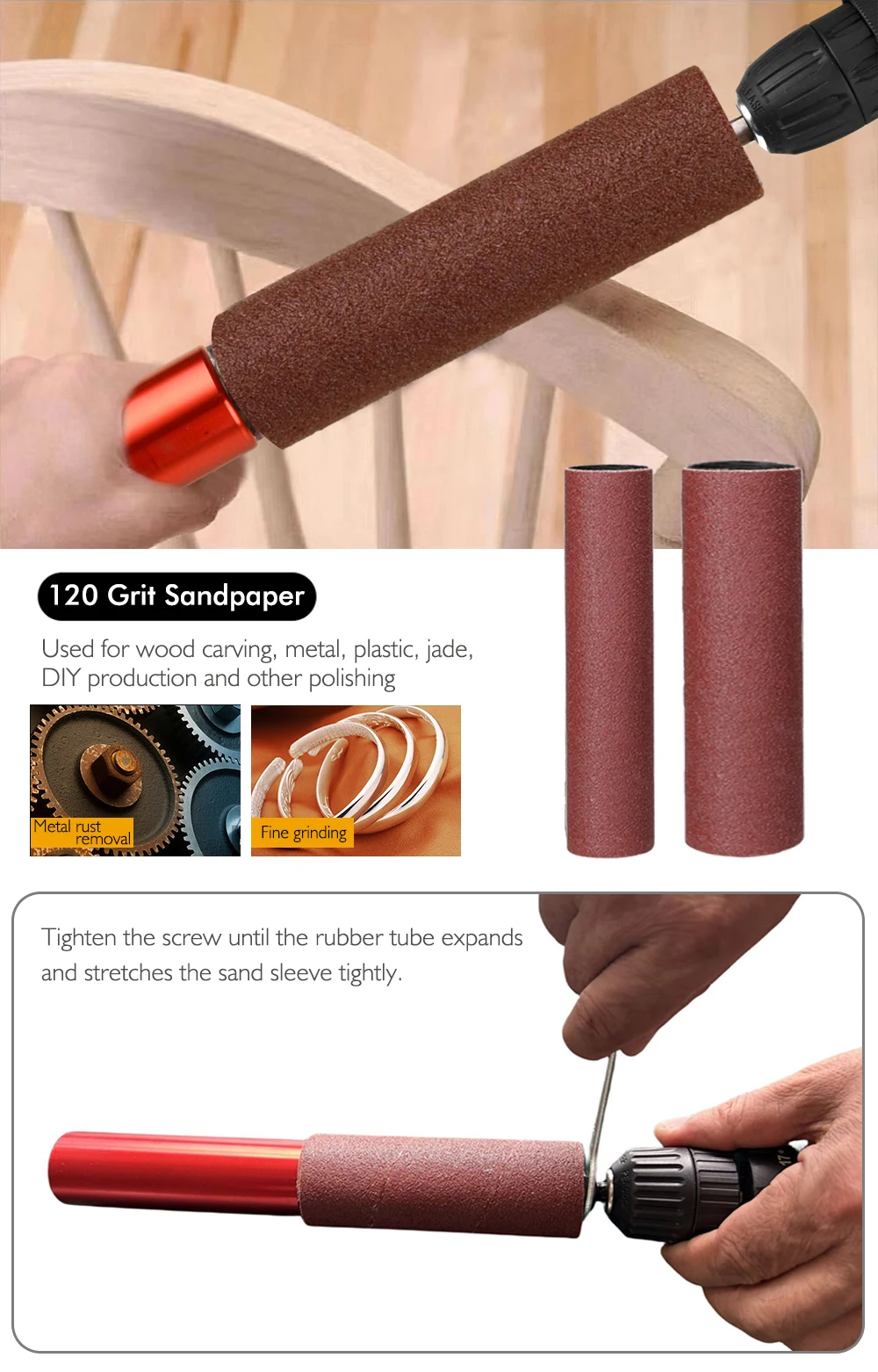 Sanding Rod Sanding Wood Metal Plastic Glass Stone Mini Belt Sander Electric Drill Attachment Lithium Electric Drill Conversion