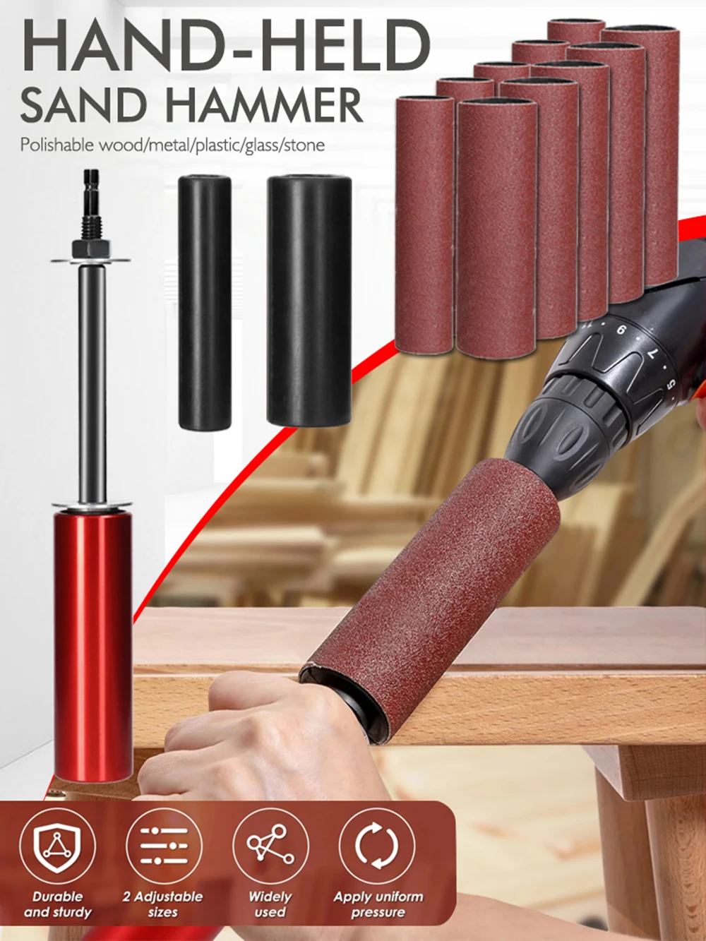 Sanding Rod Sanding Wood Metal Plastic Glass Stone Mini Belt Sander Electric Drill Attachment Lithium Electric Drill Conversion