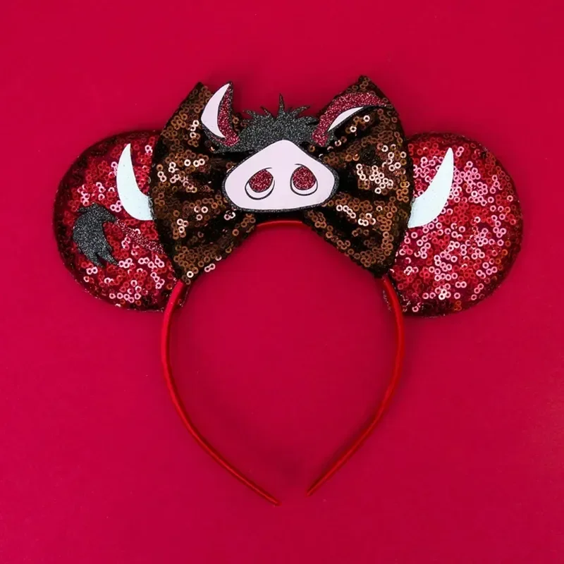 Mickey Mouse Hairbands The Lion King Mufasa Simba Ears Headbands for Girls Kid Disney Pumbaa Headwear Women Bow Hair Accessories