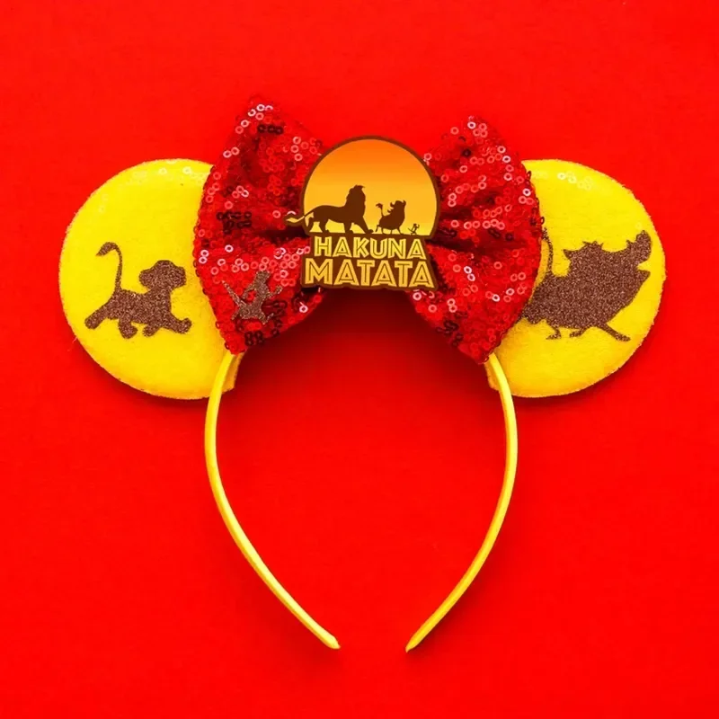 Mickey Mouse Hairbands The Lion King Mufasa Simba Ears Headbands for Girls Kid Disney Pumbaa Headwear Women Bow Hair Accessories