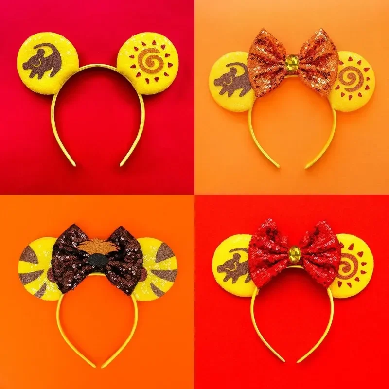 Mickey Mouse Hairbands The Lion King Mufasa Simba Ears Headbands for Girls Kid Disney Pumbaa Headwear Women Bow Hair Accessories