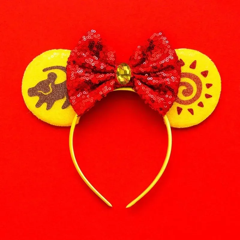 Mickey Mouse Hairbands The Lion King Mufasa Simba Ears Headbands for Girls Kid Disney Pumbaa Headwear Women Bow Hair Accessories