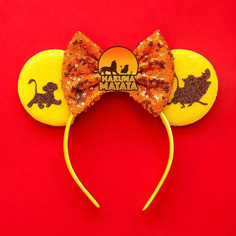 Mickey Mouse Hairbands The Lion King Mufasa Simba Ears Headbands for Girls Kid Disney Pumbaa Headwear Women Bow Hair Accessories