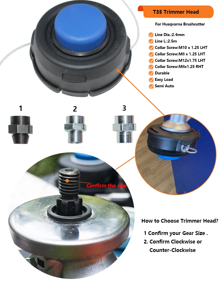 T35 Trimmer Head For Husqvarna 531RS 533RS 535LK 535LS 535RJ 535RX 535RXT 541RS 541RST 543RBK 543RBX 543RS 543RBS 553RBX 553RS