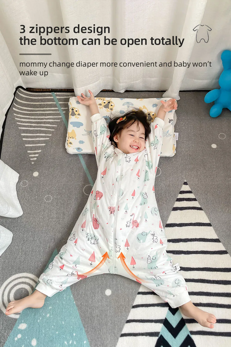 Baby Sleeping Bag Cute Girls Winter Warm Baby Sleepsack With Feet 1-4Years Kids Growth Blanket Sleepwear Children'S Sleeping Bag