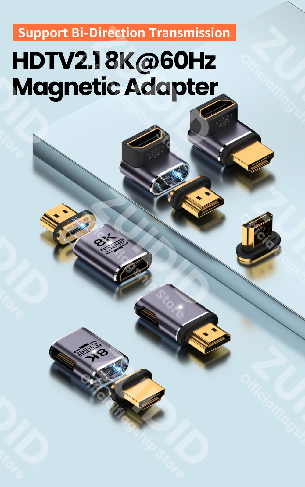 Elbow HDMI-Compatible 2.1 Male to Female Magnetic Adapter for TV Box PS5 USB HUB High Speed 8K/60Hz 4K/120Hz 48Gbps eARC Cable