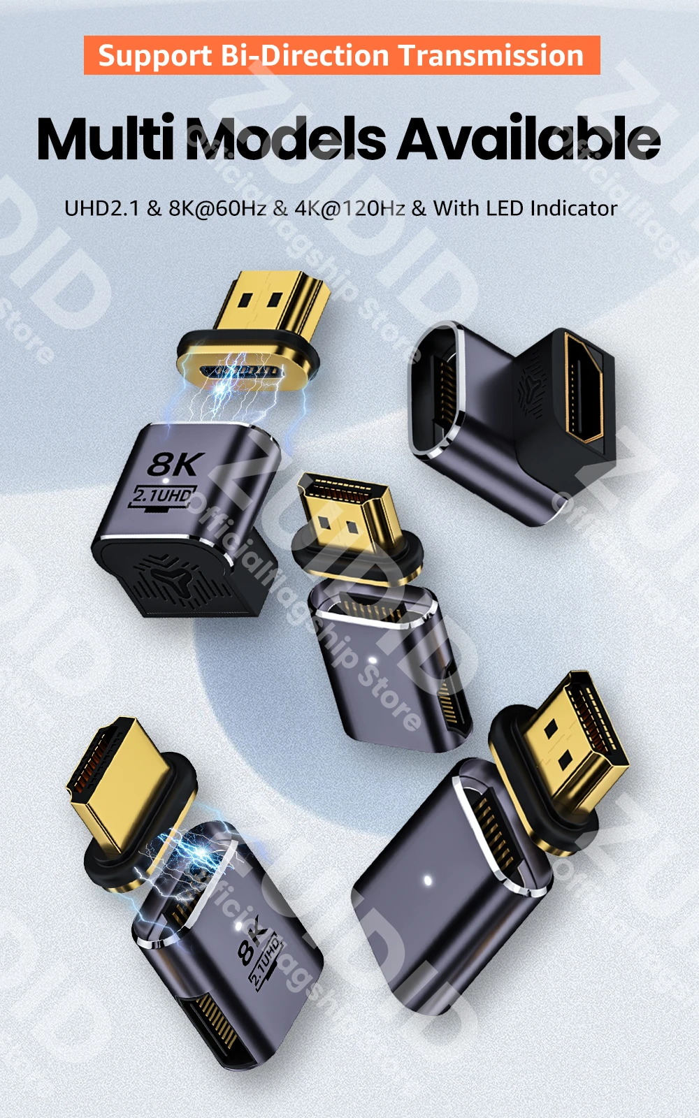 Elbow HDMI-Compatible 2.1 Male to Female Magnetic Adapter for TV Box PS5 USB HUB High Speed 8K/60Hz 4K/120Hz 48Gbps eARC Cable