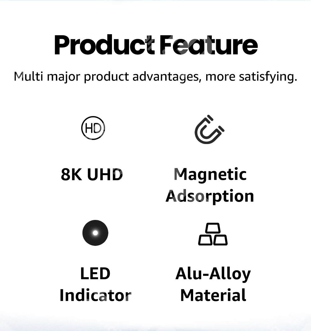 Elbow HDMI-Compatible 2.1 Male to Female Magnetic Adapter for TV Box PS5 USB HUB High Speed 8K/60Hz 4K/120Hz 48Gbps eARC Cable