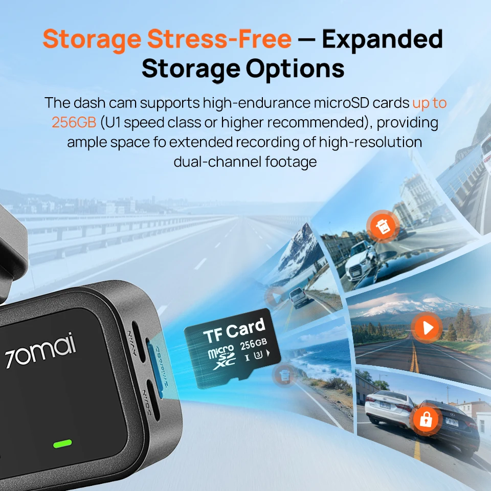 【New】70mai A210 Dash Cam 1080P HDR Night Vision Support Dual-Channel Supercapacitor Built-in GPS Wi-Fi6 24H Parking Surveillance