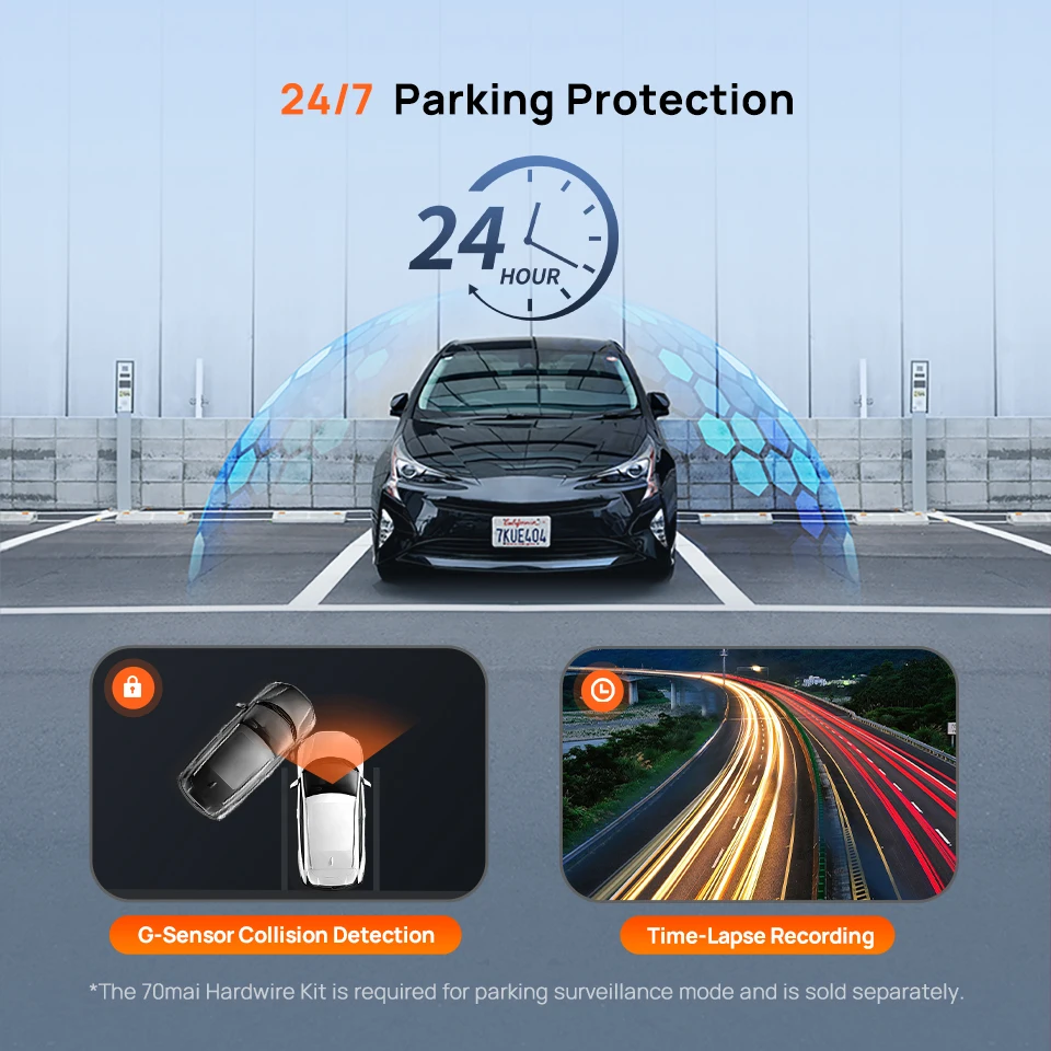 【New】70mai A210 Dash Cam 1080P HDR Night Vision Support Dual-Channel Supercapacitor Built-in GPS Wi-Fi6 24H Parking Surveillance