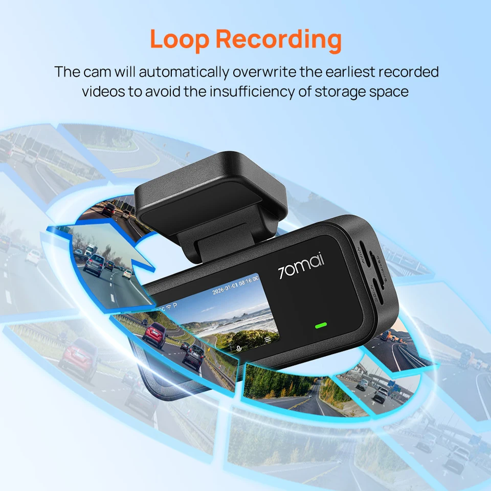 【New】70mai A210 Dash Cam 1080P HDR Night Vision Support Dual-Channel Supercapacitor Built-in GPS Wi-Fi6 24H Parking Surveillance