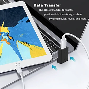 NNBILI Right Angle USB Adapter 90 Degree Up and Down Angle USB 3.0 Male to Type C Female Connector for Laptop Tablet and Phones