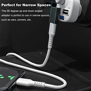 NNBILI Right Angle USB Adapter 90 Degree Up and Down Angle USB 3.0 Male to Type C Female Connector for Laptop Tablet and Phones