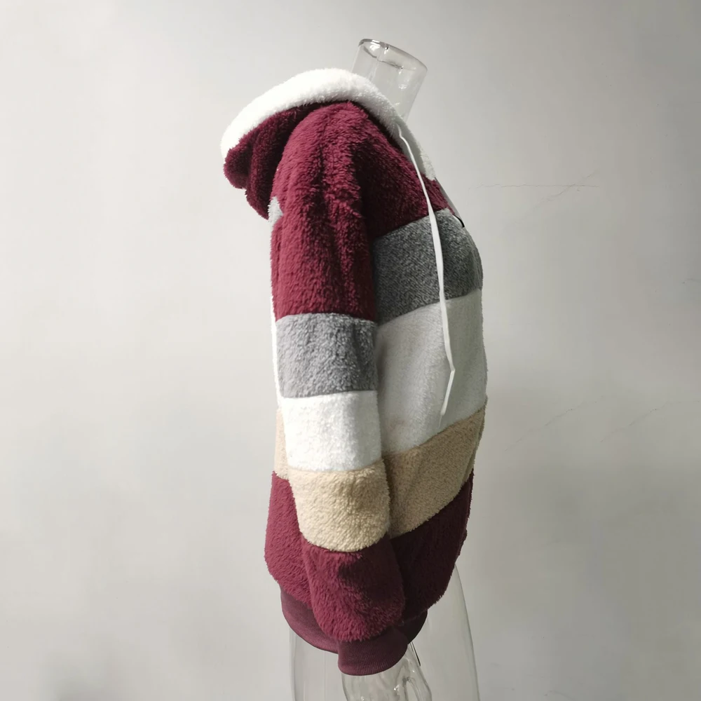 Winter Fashion Women's Coat 2026 Hooded Zipper Ladies Jacket Spliced Thick Cashmere Women Jacket Stitching Plaid Ladies Coats