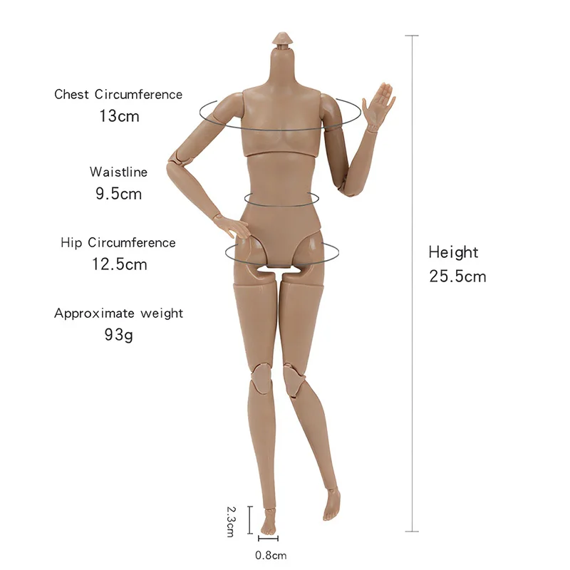 1/6 Scale Female Action Figure Body Multi-jointed Supermodel Movable Nude Body For Doll Customization Bjd Model Accessory