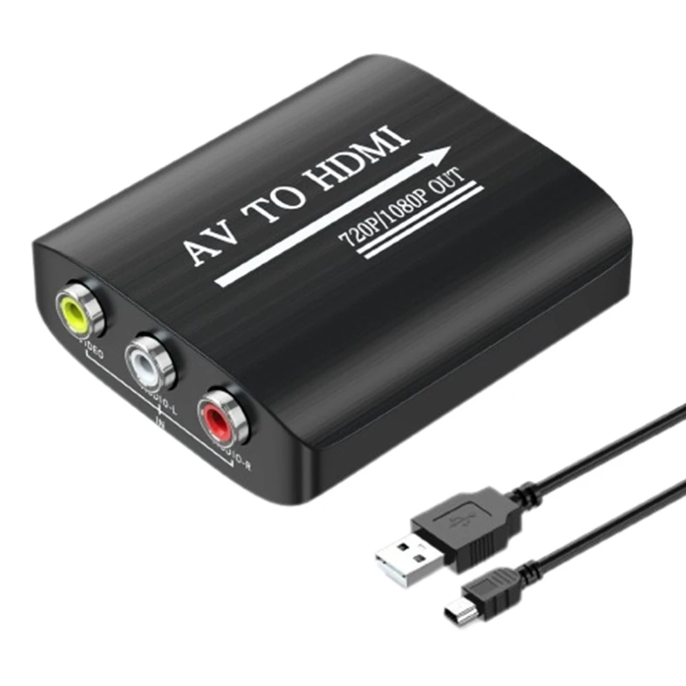 RCA to HDMI Adapter AV to HDMI Converter Composite to HDMI Converter for PS1/2/3 Xbox N64 WII VHS VCR Blue-Ray DVD STB Adapter