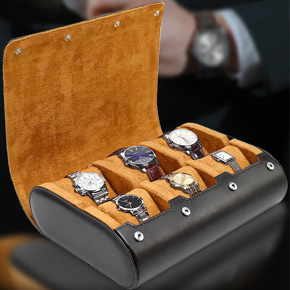Watch Travel Case - for Men - for Women -Watch Roll Travel Case Organizer Display - Watch Case - 6 Slots Watch Box Organizer