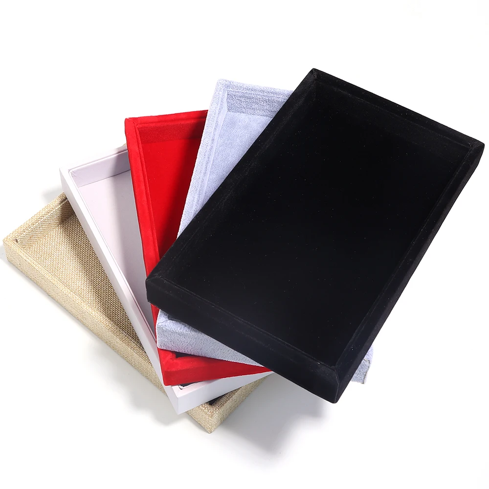 1 Pcs Velvet Jewelry Display Tray Multicolor Organizer Holder Box Necklaces Bracelets Rings Storage Show Tray Case