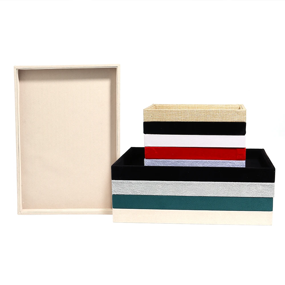 1 Pcs Velvet Jewelry Display Tray Multicolor Organizer Holder Box Necklaces Bracelets Rings Storage Show Tray Case