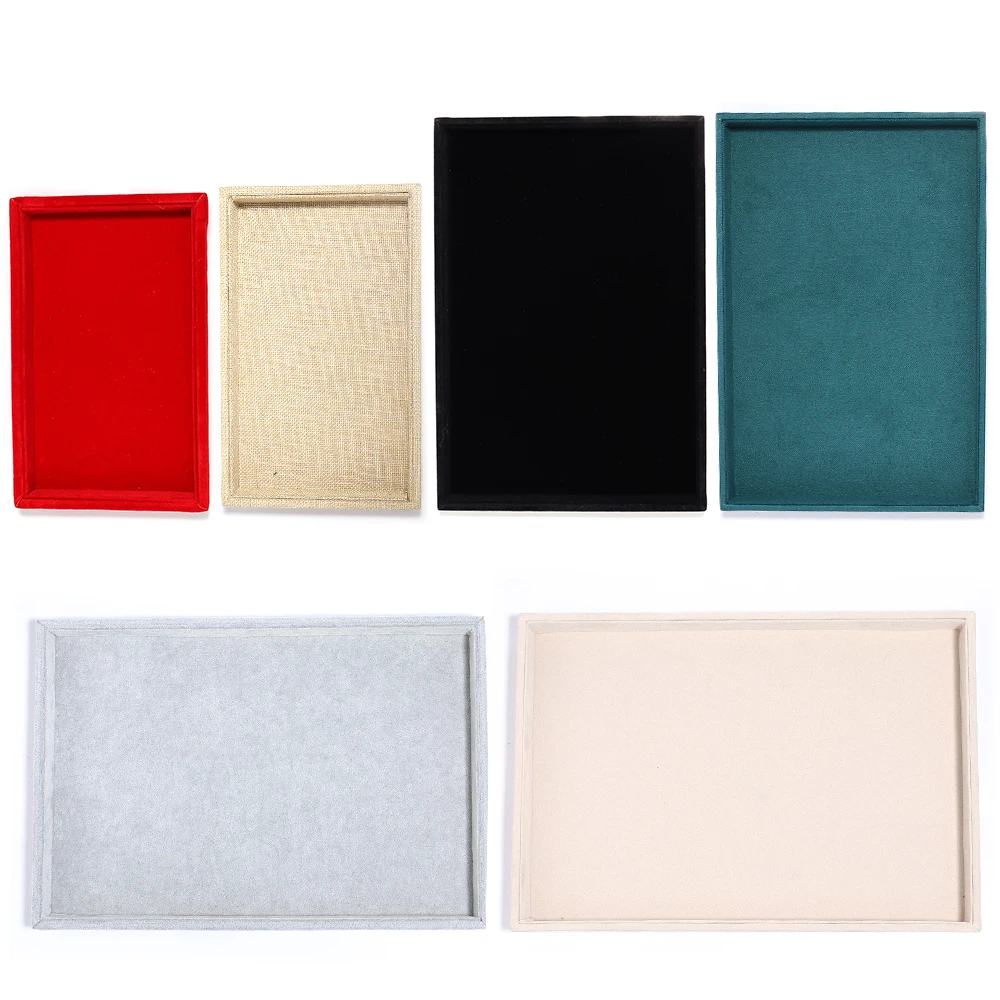 1 Pcs Velvet Jewelry Display Tray Multicolor Organizer Holder Box Necklaces Bracelets Rings Storage Show Tray Case